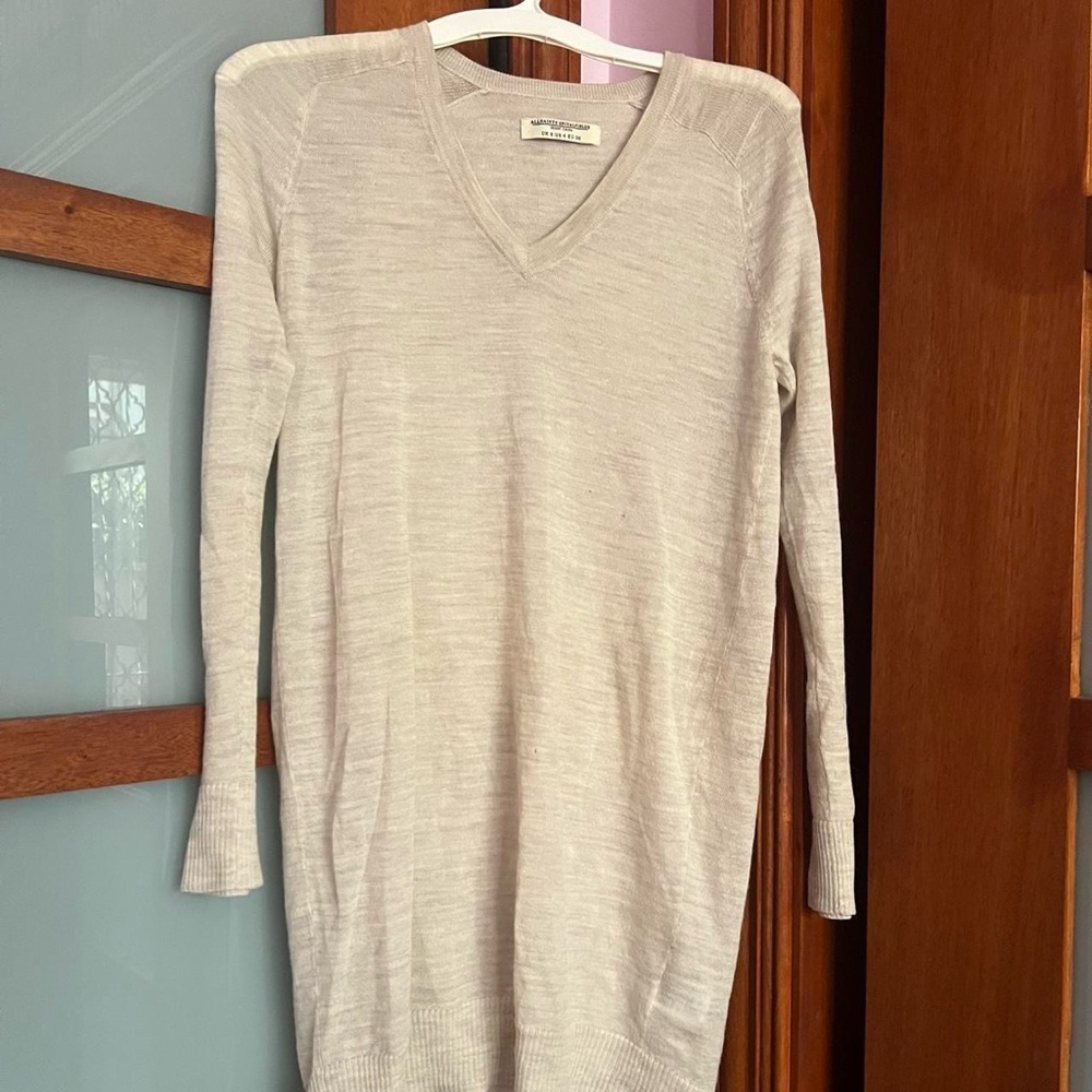 2000s Authentic ALLSAINTS SPITALFIELDS V-Neck Semi Sheer Dress